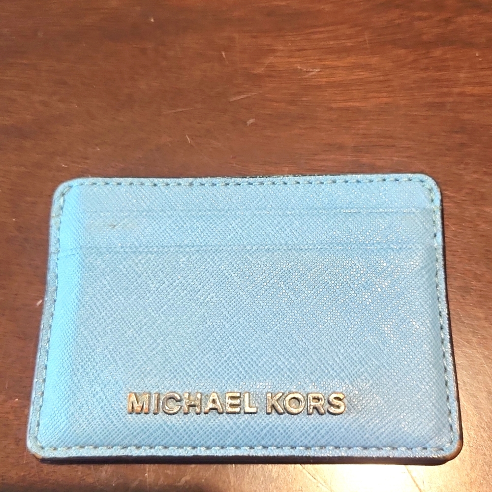 MICHAEL KORS ▪︎ 100% Pebbled Leather Card Case, French Blue